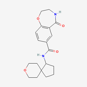 molecular formula C19H24N2O4 B7289455 N-(8-oxaspiro[4.5]decan-4-yl)-5-oxo-3,4-dihydro-2H-1,4-benzoxazepine-7-carboxamide 