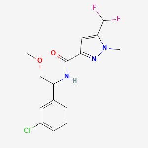 molecular formula C15H16ClF2N3O2 B7289717 N-[1-(3-chlorophenyl)-2-methoxyethyl]-5-(difluoromethyl)-1-methylpyrazole-3-carboxamide 