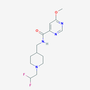 molecular formula C14H20F2N4O2 B7289752 N-[[1-(2,2-difluoroethyl)piperidin-4-yl]methyl]-6-methoxypyrimidine-4-carboxamide 
