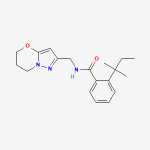 molecular formula C19H25N3O2 B7289757 N-(6,7-dihydro-5H-pyrazolo[5,1-b][1,3]oxazin-2-ylmethyl)-2-(2-methylbutan-2-yl)benzamide 