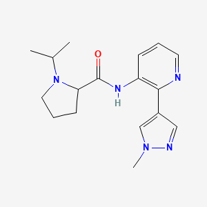 molecular formula C17H23N5O B7289788 N-[2-(1-methylpyrazol-4-yl)pyridin-3-yl]-1-propan-2-ylpyrrolidine-2-carboxamide 