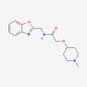 molecular formula C16H21N3O3 B7289841 N-(1,3-benzoxazol-2-ylmethyl)-2-(1-methylpiperidin-4-yl)oxyacetamide 
