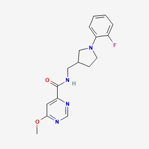 molecular formula C17H19FN4O2 B7289847 N-[[1-(2-fluorophenyl)pyrrolidin-3-yl]methyl]-6-methoxypyrimidine-4-carboxamide 
