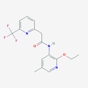 molecular formula C16H16F3N3O2 B7289985 N-(2-ethoxy-5-methylpyridin-3-yl)-2-[6-(trifluoromethyl)pyridin-2-yl]acetamide 