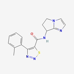 molecular formula C16H15N5OS B7289996 N-(6,7-dihydro-5H-pyrrolo[1,2-a]imidazol-7-yl)-4-(2-methylphenyl)thiadiazole-5-carboxamide 
