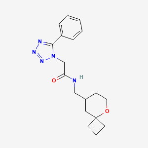 molecular formula C18H23N5O2 B7290052 N-(5-oxaspiro[3.5]nonan-8-ylmethyl)-2-(5-phenyltetrazol-1-yl)acetamide 