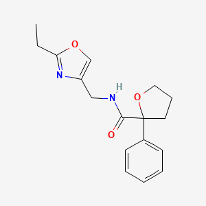 molecular formula C17H20N2O3 B7290077 N-[(2-ethyl-1,3-oxazol-4-yl)methyl]-2-phenyloxolane-2-carboxamide 