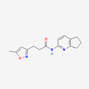 molecular formula C15H17N3O2 B7290090 N-(6,7-dihydro-5H-cyclopenta[b]pyridin-2-yl)-3-(5-methyl-1,2-oxazol-3-yl)propanamide 