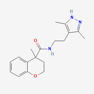 molecular formula C18H23N3O2 B7290098 N-[2-(3,5-dimethyl-1H-pyrazol-4-yl)ethyl]-4-methyl-2,3-dihydrochromene-4-carboxamide 