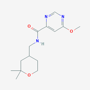 molecular formula C14H21N3O3 B7290130 N-[(2,2-dimethyloxan-4-yl)methyl]-6-methoxypyrimidine-4-carboxamide 