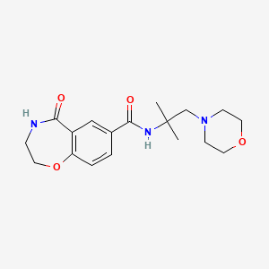 molecular formula C18H25N3O4 B7290156 N-(2-methyl-1-morpholin-4-ylpropan-2-yl)-5-oxo-3,4-dihydro-2H-1,4-benzoxazepine-7-carboxamide 