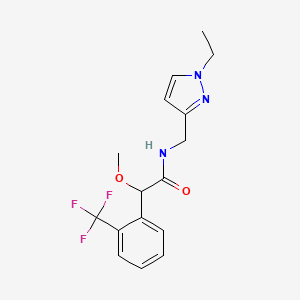 molecular formula C16H18F3N3O2 B7290164 N-[(1-ethylpyrazol-3-yl)methyl]-2-methoxy-2-[2-(trifluoromethyl)phenyl]acetamide 