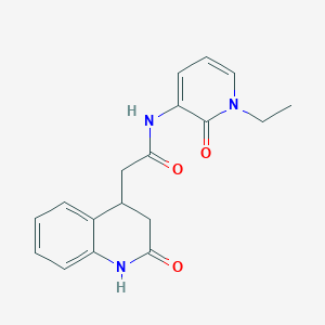 molecular formula C18H19N3O3 B7290169 N-(1-ethyl-2-oxopyridin-3-yl)-2-(2-oxo-3,4-dihydro-1H-quinolin-4-yl)acetamide 