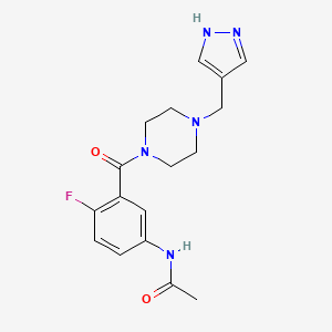 molecular formula C17H20FN5O2 B7290220 N-[4-fluoro-3-[4-(1H-pyrazol-4-ylmethyl)piperazine-1-carbonyl]phenyl]acetamide 