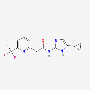 molecular formula C14H13F3N4O B7290427 N-(5-cyclopropyl-1H-imidazol-2-yl)-2-[6-(trifluoromethyl)pyridin-2-yl]acetamide 
