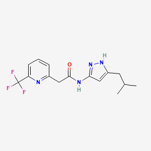 molecular formula C15H17F3N4O B7290476 N-[5-(2-methylpropyl)-1H-pyrazol-3-yl]-2-[6-(trifluoromethyl)pyridin-2-yl]acetamide 