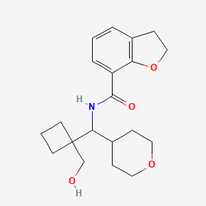 molecular formula C20H27NO4 B7290481 N-[[1-(hydroxymethyl)cyclobutyl]-(oxan-4-yl)methyl]-2,3-dihydro-1-benzofuran-7-carboxamide 