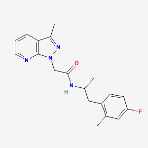 molecular formula C19H21FN4O B7290491 N-[1-(4-fluoro-2-methylphenyl)propan-2-yl]-2-(3-methylpyrazolo[3,4-b]pyridin-1-yl)acetamide 