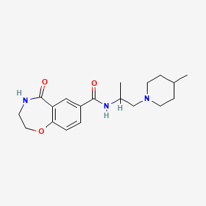 molecular formula C19H27N3O3 B7290587 N-[1-(4-methylpiperidin-1-yl)propan-2-yl]-5-oxo-3,4-dihydro-2H-1,4-benzoxazepine-7-carboxamide 