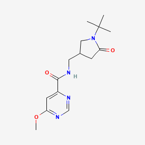 molecular formula C15H22N4O3 B7290610 N-[(1-tert-butyl-5-oxopyrrolidin-3-yl)methyl]-6-methoxypyrimidine-4-carboxamide 