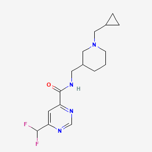 molecular formula C16H22F2N4O B7290629 N-[[1-(cyclopropylmethyl)piperidin-3-yl]methyl]-6-(difluoromethyl)pyrimidine-4-carboxamide 