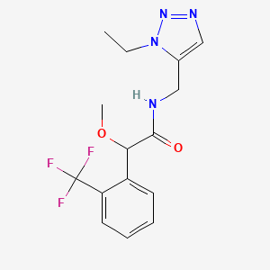 molecular formula C15H17F3N4O2 B7290669 N-[(3-ethyltriazol-4-yl)methyl]-2-methoxy-2-[2-(trifluoromethyl)phenyl]acetamide 