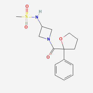 molecular formula C15H20N2O4S B7290705 N-[1-(2-phenyloxolane-2-carbonyl)azetidin-3-yl]methanesulfonamide 