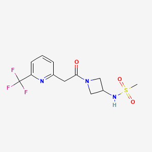 molecular formula C12H14F3N3O3S B7290722 N-[1-[2-[6-(trifluoromethyl)pyridin-2-yl]acetyl]azetidin-3-yl]methanesulfonamide 