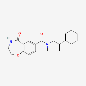 molecular formula C20H28N2O3 B7290724 N-(2-cyclohexylpropyl)-N-methyl-5-oxo-3,4-dihydro-2H-1,4-benzoxazepine-7-carboxamide 