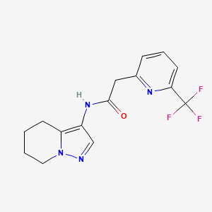 molecular formula C15H15F3N4O B7290826 N-(4,5,6,7-tetrahydropyrazolo[1,5-a]pyridin-3-yl)-2-[6-(trifluoromethyl)pyridin-2-yl]acetamide 
