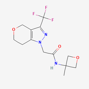 molecular formula C13H16F3N3O3 B7290839 N-(3-methyloxetan-3-yl)-2-[3-(trifluoromethyl)-6,7-dihydro-4H-pyrano[4,3-c]pyrazol-1-yl]acetamide 
