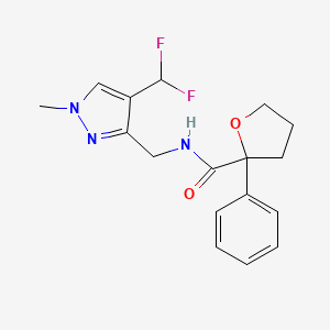 molecular formula C17H19F2N3O2 B7290925 N-[[4-(difluoromethyl)-1-methylpyrazol-3-yl]methyl]-2-phenyloxolane-2-carboxamide 
