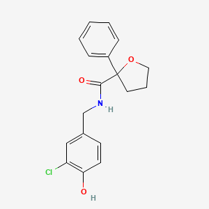 molecular formula C18H18ClNO3 B7291013 N-[(3-chloro-4-hydroxyphenyl)methyl]-2-phenyloxolane-2-carboxamide 