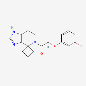molecular formula C18H20FN3O2 B7291069 2-(3-fluorophenoxy)-1-spiro[6,7-dihydro-1H-imidazo[4,5-c]pyridine-4,1'-cyclobutane]-5-ylpropan-1-one 