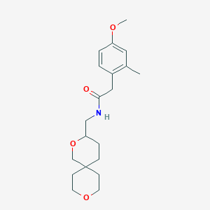 molecular formula C20H29NO4 B7291109 N-(2,9-dioxaspiro[5.5]undecan-3-ylmethyl)-2-(4-methoxy-2-methylphenyl)acetamide 
