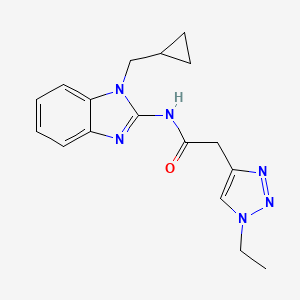 molecular formula C17H20N6O B7291279 N-[1-(cyclopropylmethyl)benzimidazol-2-yl]-2-(1-ethyltriazol-4-yl)acetamide 