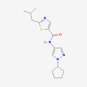 molecular formula C16H22N4OS B7291287 N-(1-cyclopentylpyrazol-4-yl)-2-(2-methylpropyl)-1,3-thiazole-5-carboxamide 