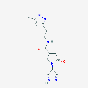 molecular formula C15H20N6O2 B7291315 N-[2-(1,5-dimethylpyrazol-3-yl)ethyl]-5-oxo-1-(1H-pyrazol-4-yl)pyrrolidine-3-carboxamide 