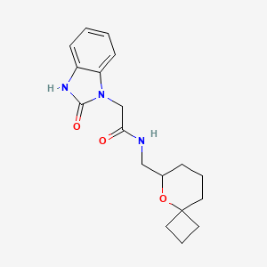 molecular formula C18H23N3O3 B7291470 N-(5-oxaspiro[3.5]nonan-6-ylmethyl)-2-(2-oxo-3H-benzimidazol-1-yl)acetamide 
