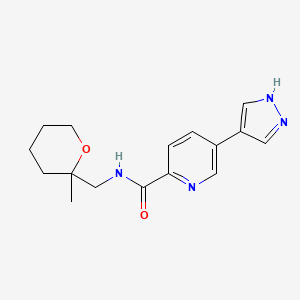 molecular formula C16H20N4O2 B7291495 N-[(2-methyloxan-2-yl)methyl]-5-(1H-pyrazol-4-yl)pyridine-2-carboxamide 