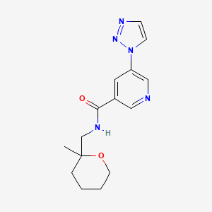 molecular formula C15H19N5O2 B7291510 N-[(2-methyloxan-2-yl)methyl]-5-(triazol-1-yl)pyridine-3-carboxamide 