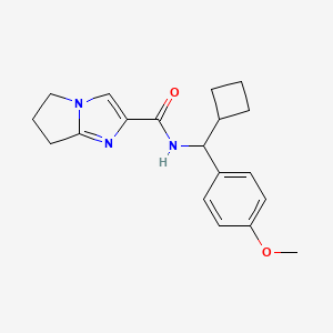 molecular formula C19H23N3O2 B7292103 N-[cyclobutyl-(4-methoxyphenyl)methyl]-6,7-dihydro-5H-pyrrolo[1,2-a]imidazole-2-carboxamide 