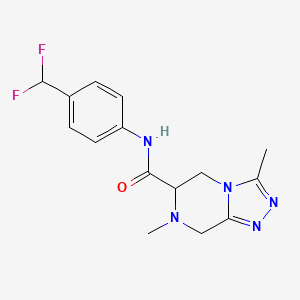 molecular formula C15H17F2N5O B7292247 N-[4-(difluoromethyl)phenyl]-3,7-dimethyl-6,8-dihydro-5H-[1,2,4]triazolo[4,3-a]pyrazine-6-carboxamide 