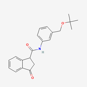 molecular formula C21H23NO3 B7292255 N-[3-[(2-methylpropan-2-yl)oxymethyl]phenyl]-3-oxo-1,2-dihydroindene-1-carboxamide 