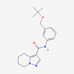 molecular formula C19H25N3O2 B7292270 N-[3-[(2-methylpropan-2-yl)oxymethyl]phenyl]-4,5,6,7-tetrahydropyrazolo[1,5-a]pyridine-3-carboxamide 