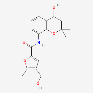 molecular formula C18H21NO5 B7292309 N-(4-hydroxy-2,2-dimethyl-3,4-dihydrochromen-8-yl)-4-(hydroxymethyl)-5-methylfuran-2-carboxamide 