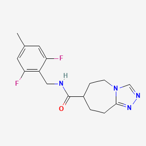 molecular formula C16H18F2N4O B7292330 N-[(2,6-difluoro-4-methylphenyl)methyl]-6,7,8,9-tetrahydro-5H-[1,2,4]triazolo[4,3-a]azepine-7-carboxamide 