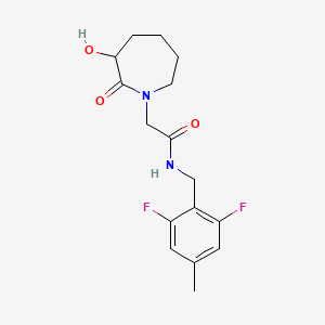 molecular formula C16H20F2N2O3 B7292347 N-[(2,6-difluoro-4-methylphenyl)methyl]-2-(3-hydroxy-2-oxoazepan-1-yl)acetamide 