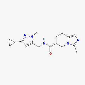 molecular formula C17H23N5O B7292353 N-[(5-cyclopropyl-2-methylpyrazol-3-yl)methyl]-3-methyl-5,6,7,8-tetrahydroimidazo[1,5-a]pyridine-6-carboxamide 