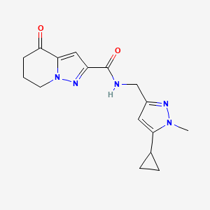 molecular formula C16H19N5O2 B7292441 N-[(5-cyclopropyl-1-methylpyrazol-3-yl)methyl]-4-oxo-6,7-dihydro-5H-pyrazolo[1,5-a]pyridine-2-carboxamide 
